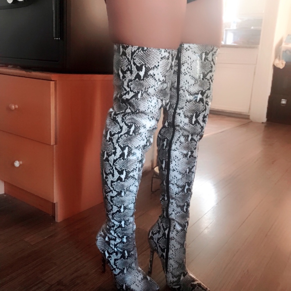 Over the knee (thigh high) Python Print Boots - Picture 8 of 8